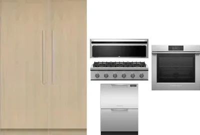 6 Piece Package Includes Refrigerator, Freezer, Cooktop, Wall Oven, Hood And Dishwasher